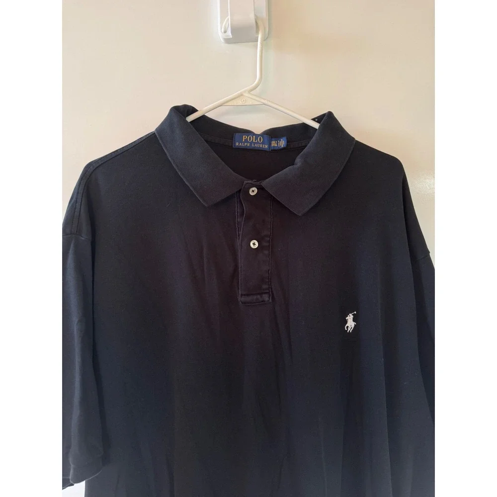 Polo Ralph Lauren Mens 3XLT Black Short Sleeve Pony Logo Cotton Polo Shirt